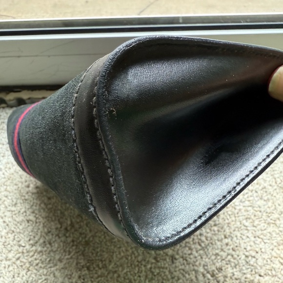 VINTAGE 80s GUCCI CLUTCH BLACK SUEDE HANDBAG PURSE - Picture 6 of 11